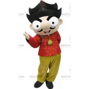 Bruin BIGGYMONKEY™-mascottekostuum met rode en gele outfit -