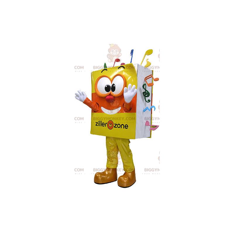 Very Smiling Yellow and Orange Music Book BIGGYMONKEY™ Mascot Very Smiling Yellow and Orange Music Book BIGGYMONKEY™ Mascot