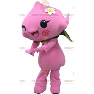 Pink Man BIGGYMONKEY™ Maskotdräkt. Rosa blomma BIGGYMONKEY™