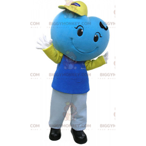 Giant Smiling Blue Heart BIGGYMONKEY™ Mascot Costume -