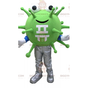 Costume da mascotte BIGGYMONKEY™ dei batteri del virus verde.