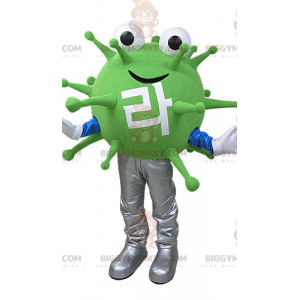 Costume de mascotte BIGGYMONKEY™ de monstre vert de virus.