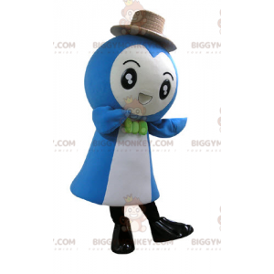 Very Smiling Blue and White Snowman BIGGYMONKEY™ Mascot Costume