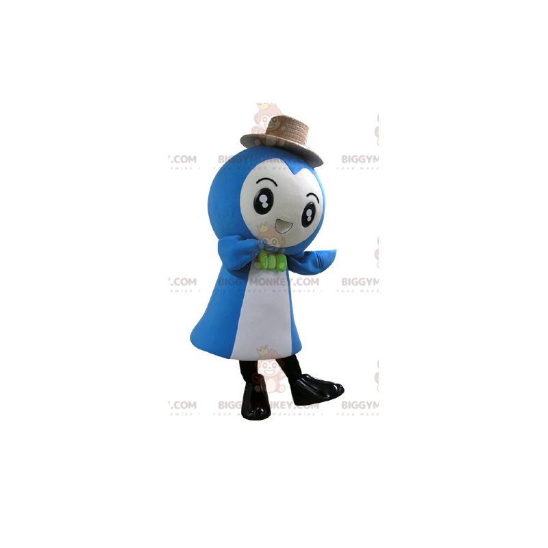 Fantasia de mascote de boneco de neve azul e branco muito