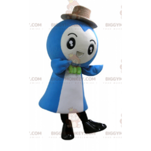 Fantasia de mascote de boneco de neve azul e branco muito