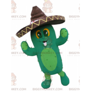 Giant Cactus BIGGYMONKEY™ Mascot Costume with Sombrero -