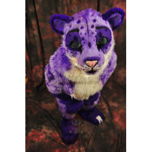 Purple and White Cheetah Feline Tiger BIGGYMONKEY™ Mascot