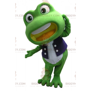 BIGGYMONKEY™ Riesiges grün-weißes Frosch-Maskottchen-Kostüm -