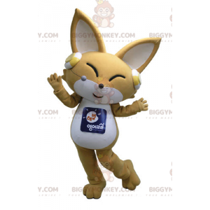 BIGGYMONKEY™ mascot costume of beige and white fox with