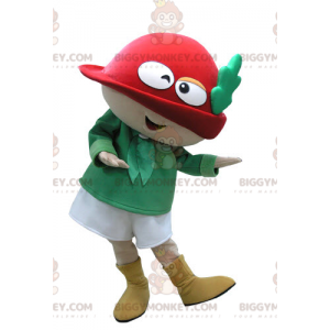 BIGGYMONKEY™ Green and Red Leprechaun Mascot Costume with Hat -