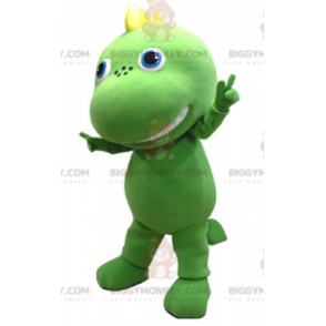 Simpatico costume da mascotte drago gigante verde e giallo
