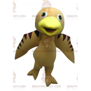 Brun og gul beige fugl BIGGYMONKEY™ maskotkostume -