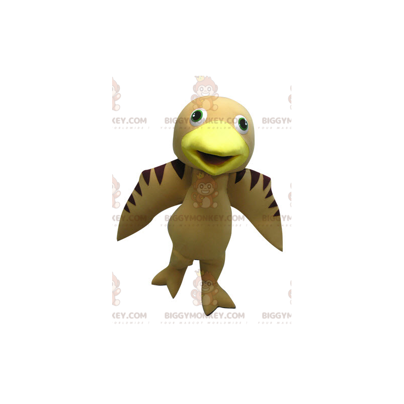 BIGGYMONKEY™ Maskottchen-Kostüm, braun und gelb-beige Vogel -