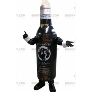 Sort og hvid flaske BIGGYMONKEY™ maskotkostume. En flaske vin -