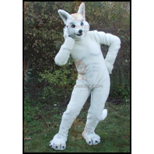 Fantasia de mascote de coelho branco grande atlético