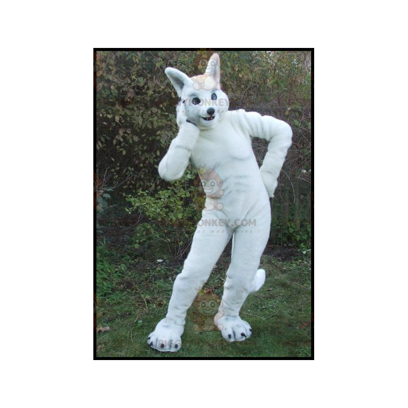 Fantasia de mascote de coelho branco grande atlético Fantasia de mascote de coelho branco grande atlético