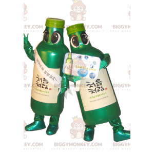 2 BIGGYMONKEY™s maskotgrønne kolber. 2 flaske maskot