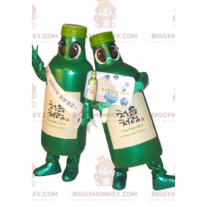 2 BIGGYMONKEY™s mascot green flasks. 2 bottle mascot
