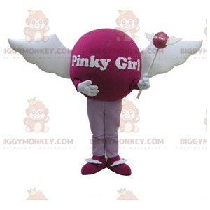 Kostým maskota BIGGYMONKEY™ růžové koule s křídly. Ženský