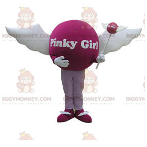 Στολή μασκότ BIGGYMONKEY™ από ροζ μπάλα με φτερά. Γυναικεία