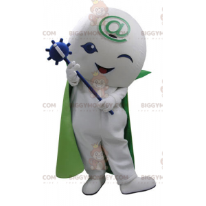 BIGGYMONKEY™ White Snowman Mascot Costume with Cape and Wand -