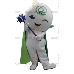  BIGGYMONKEY™ Costume da mascotte pupazzo di neve bianco con mantello e bacchetta - Mascotte maschili - BiggyMonkey.com