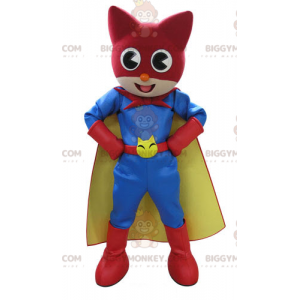 Cat BIGGYMONKEY™ Mascot Costume In Colorful Superhero Outfit -