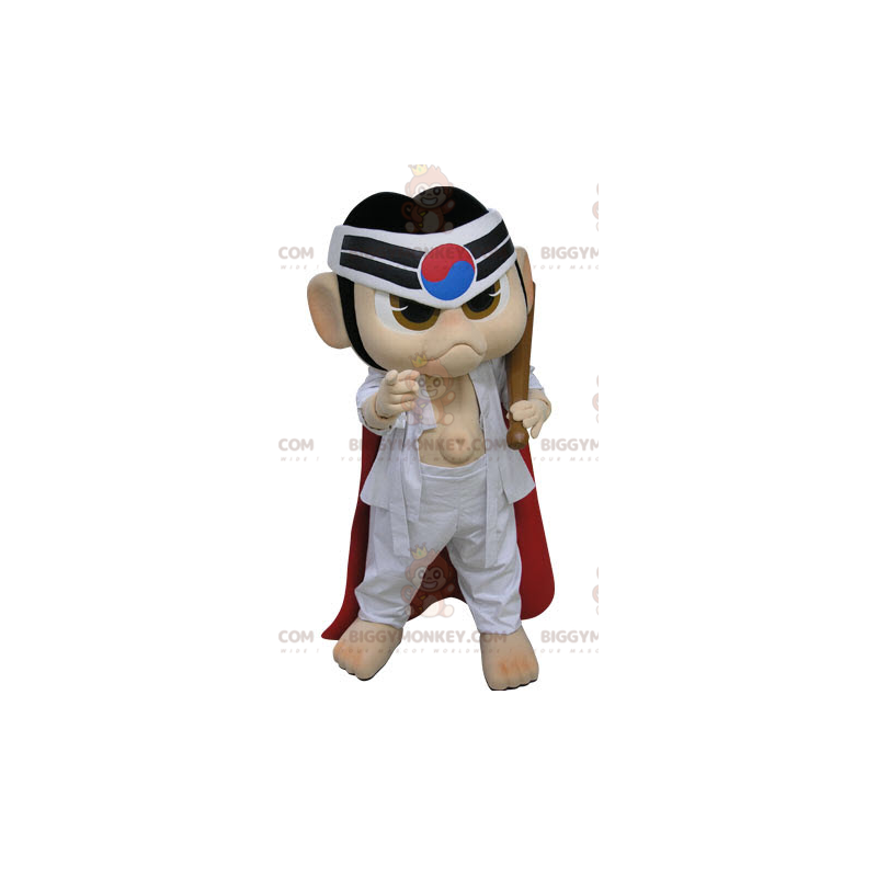 BIGGYMONKEY™ Ninja Samurai maskotkostume i hvid kimono - BIGGYMONKEY™ Ninja Samurai maskotkostume i hvid kimono -