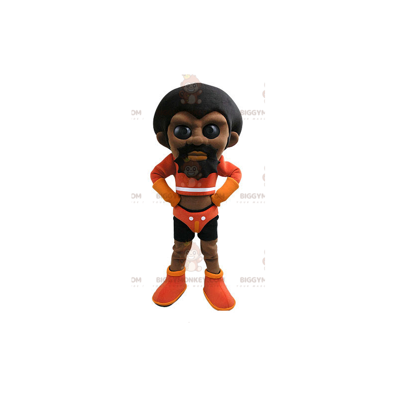 Traje de mascote BIGGYMONKEY™ de homem afro-americano em traje Traje de mascote BIGGYMONKEY™ de homem afro-americano em traje