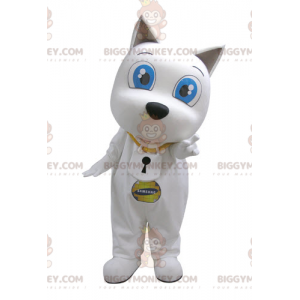 BIGGYMONKEY™ Mascot Costume White Dog With Big Blue Eyes -