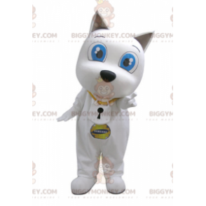 BIGGYMONKEY™ Costume da mascotte Cane bianco con grandi occhi