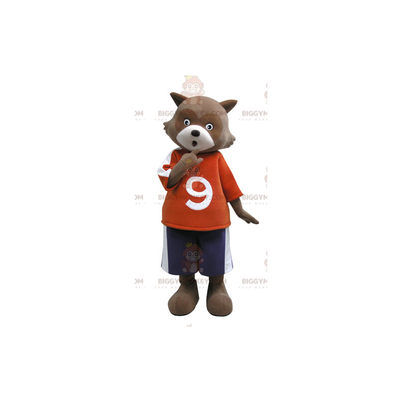 Costume de mascotte BIGGYMONKEY™ d'ours marron et blanc. Costume de mascotte BIGGYMONKEY™ d'ours marron et blanc.