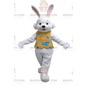 BIGGYMONKEY™ wit konijn mascottekostuum met oranje outfit -
