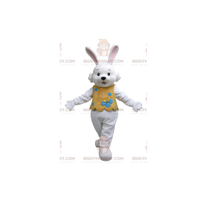 BIGGYMONKEY™ White Rabbit Mascot Costume with Orange Outfit – BIGGYMONKEY™ White Rabbit Mascot Costume with Orange Outfit –