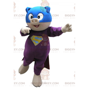 Costume de mascotte BIGGYMONKEY™ de cochon habillé en super