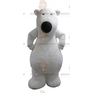 BIGGYMONKEY™ maskotdräkt av mjuk och lurvig vit björn. Teddy