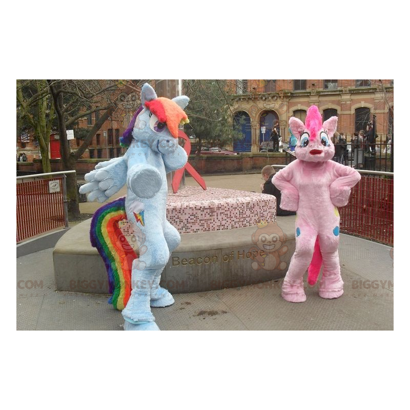 2 BIGGYMONKEY's kleurrijke eenhoorns ponymascotte - 2 BIGGYMONKEY's kleurrijke eenhoorns ponymascotte -