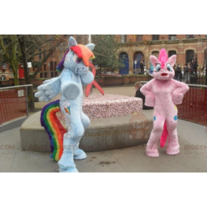 2 BIGGYMONKEY™s colorful unicorns pony mascot - Biggymonkey.com