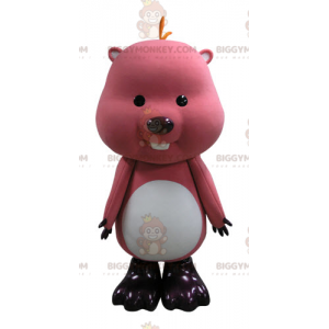 Pink and White Groundhog Beaver BIGGYMONKEY™ Mascot Costume -