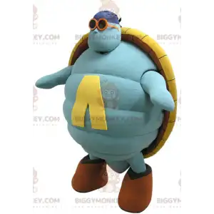 Kæmpe blå og gul skildpadde BIGGYMONKEY™ maskotkostume -