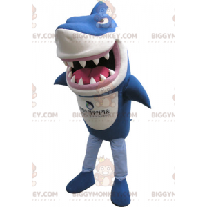 Fierce Looking Blue and White Shark BIGGYMONKEY™ Mascot Costume