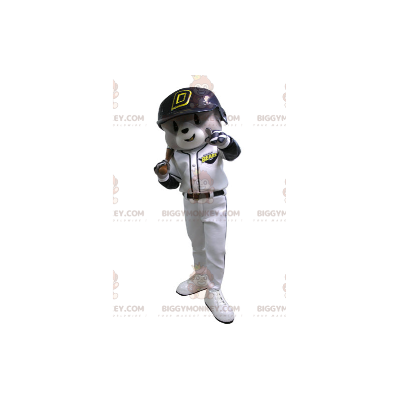 Costume de mascotte BIGGYMONKEY™ d'ours gris et blanc en tenue Costume de mascotte BIGGYMONKEY™ d'ours gris et blanc en tenue