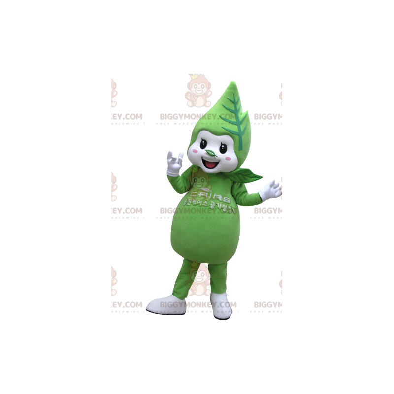 Costume da mascotte BIGGYMONKEY™ con foglia verde e bianca Costume da mascotte BIGGYMONKEY™ con foglia verde e bianca