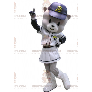 BIGGYMONKEY™-mascottekostuum van grijze en witte beer in