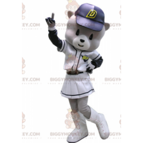 BIGGYMONKEY™-mascottekostuum van grijze en witte beer in