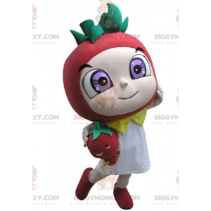 BIGGYMONKEY™ Rood en groen aardbei-mascottekostuum -