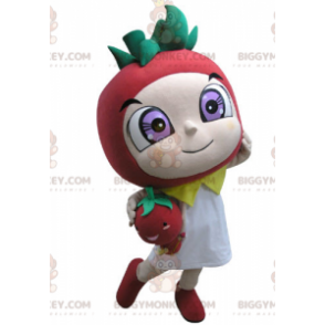 Traje de mascote de morango vermelho e verde BIGGYMONKEY™ –