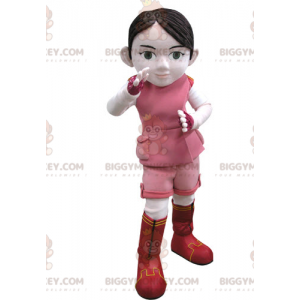 BIGGYMONKEY™ Maskottchenkostüm für Mädchen in rosa und weißem