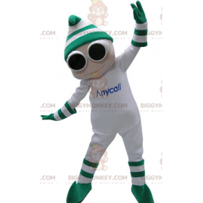 BIGGYMONKEY™ hvit snømannmaskotkostyme med briller og hatt - Maskotter for menn - BIGGYMONKEY_04839 - BiggyMonkey.com