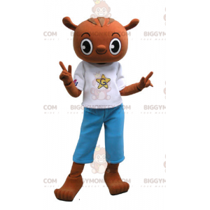 Disfraz de mascota Brown Teddy BIGGYMONKEY™ con traje azul y